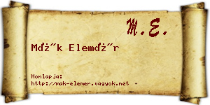 Mák Elemér névjegykártya